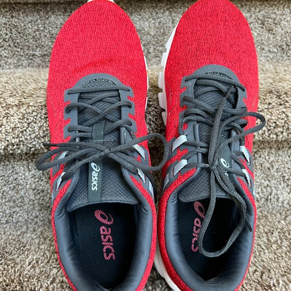 Asics Men's Red Synthetic Fiber/Leather Upper Sneakers. - Picture 8 of 13